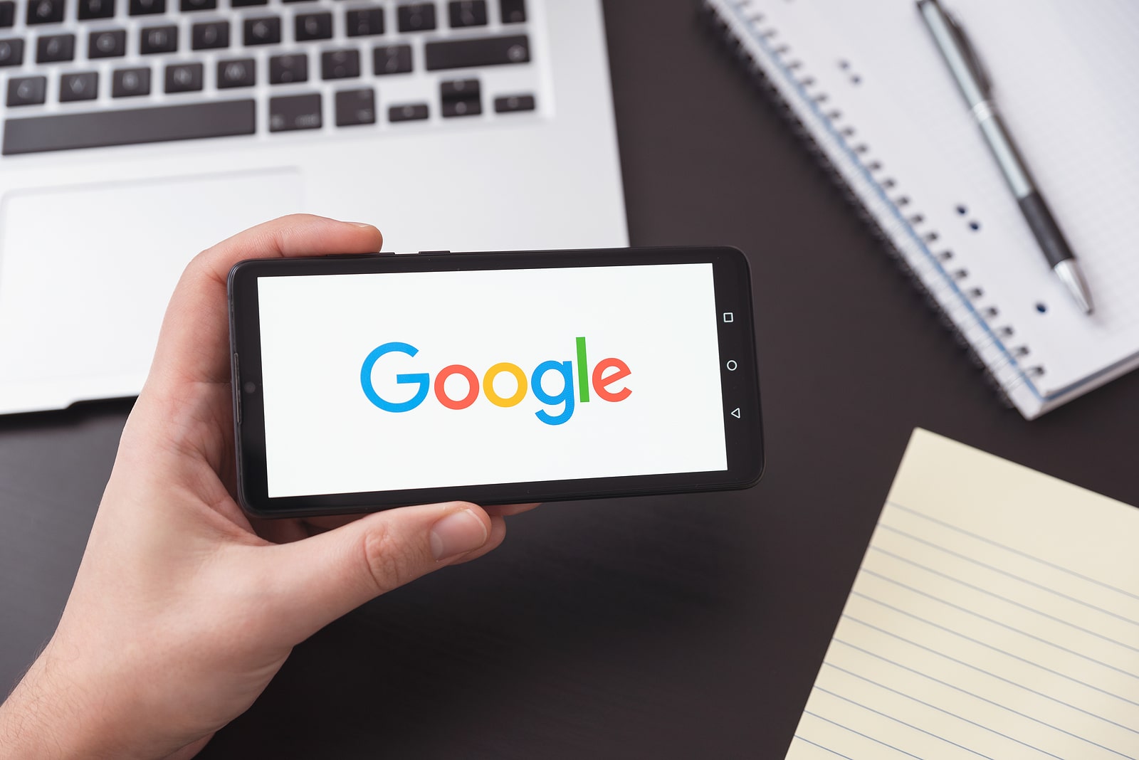 Google logo on mobile screen