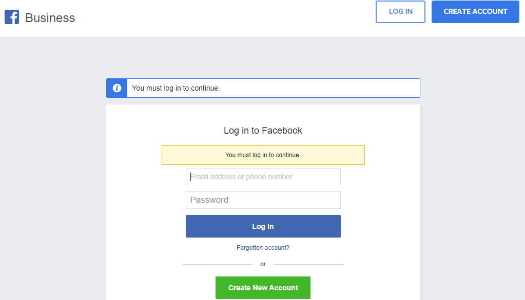 Screenshot 1 of how to set up a Facebook business account