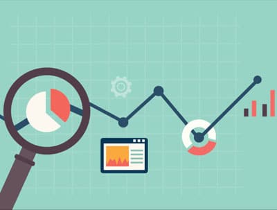 Magnifying glass over graph