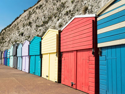 Row of colourful beach huts