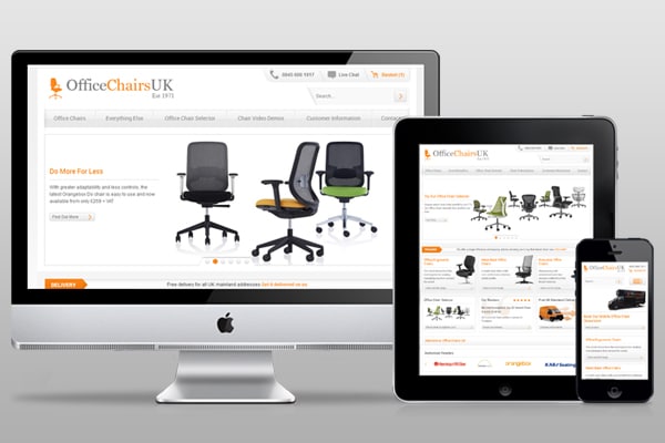 Office Chairs UK website on computer, tablet and mobile screens