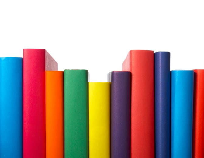 Row of colourful books
