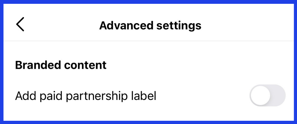 Screenshot of Branded Content Toggle