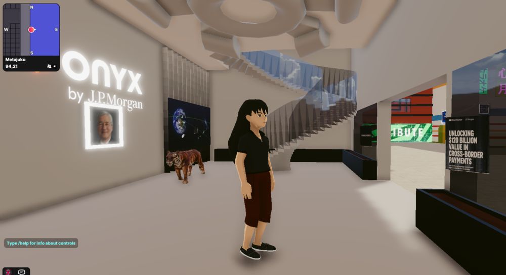 Screenshot of the Onyx Lounge in Decentraland