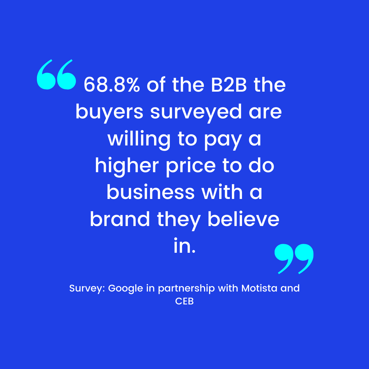 Quote from Google survey on blue background