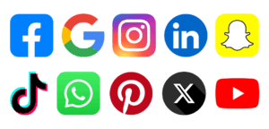 Social media platform icons in colour