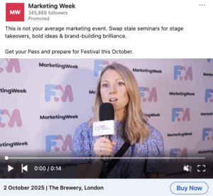 Video ad on LinkedIn for a marketing event