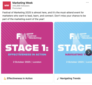 Carousel ad on LinkedIn for a marketing event